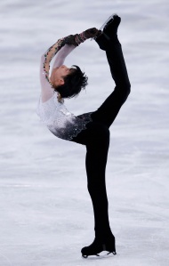 Yuzuru Hanyu of Japan performs during his men's free skating program at the ISU Bompard Trophy event at Bercy in Paris